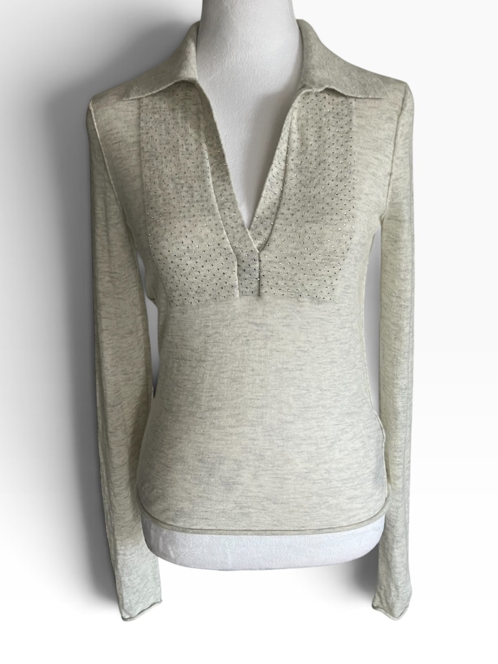 Zadig & Voltaire Sally Diamante 100% Cashmere Polo Sweater XS